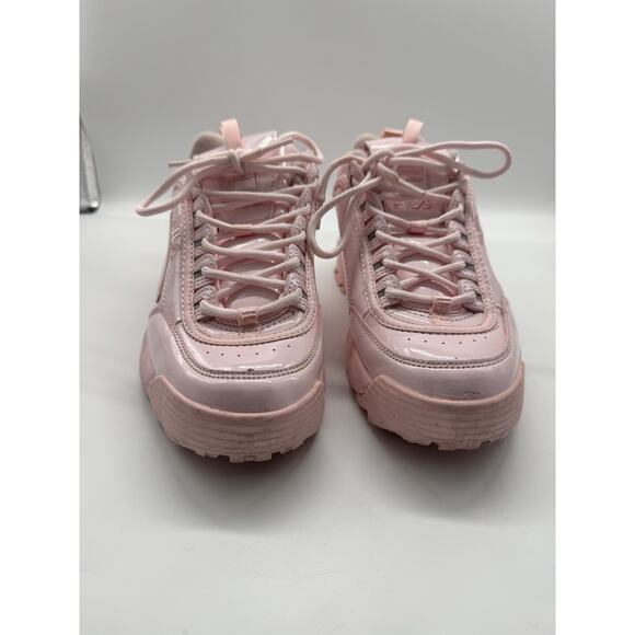 Fila Disruptor 2 Pink Patent Leather Chunky Platform Sneaker Women’s Size 9 - Picture 4 of 11